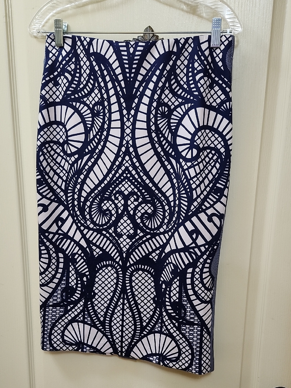 ECI BLUE/WHITE PENCIL SKIRT